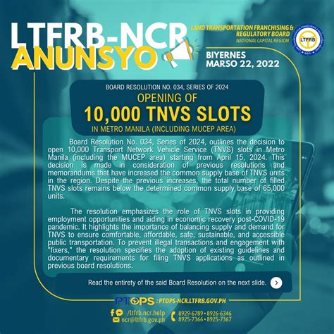 ltfrb grab slots 2024 schedule tnvs august|LTFRB opens 10,300 more slots for TNVS in Metro Manila .